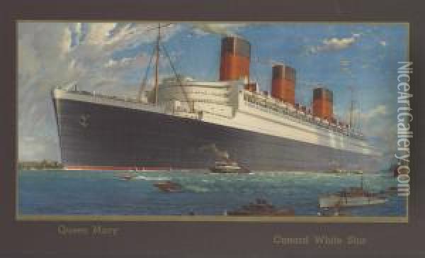 R.m.s. Queen Mary Oil Painting - William Macdowell