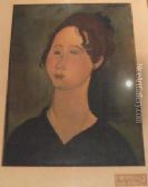 La Bourguignonne. Oil Painting - Amedeo Modigliani
