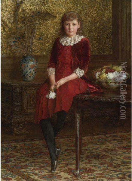 Portrait Of Mabel, Daughter Of Charles Galloway Oil Painting - Edward John Gregory