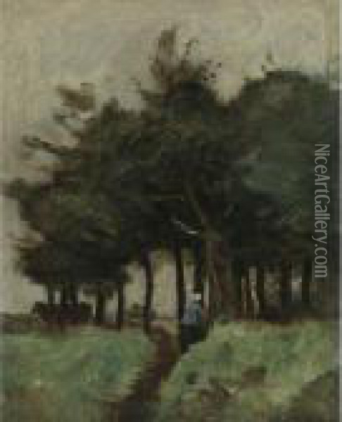 Boulogne-sur-mer, Sentier Creux Domine Par Les Arbes Oil Painting - Jean-Baptiste-Camille Corot