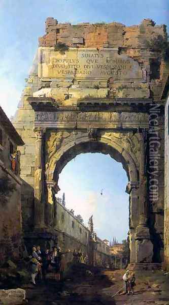 Rome The Arch of Titus Oil Painting - (Giovanni Antonio Canal) Canaletto