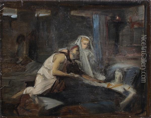 Sketch Of Christ Healing A Sick Man Oil Painting - Eugene Delacroix