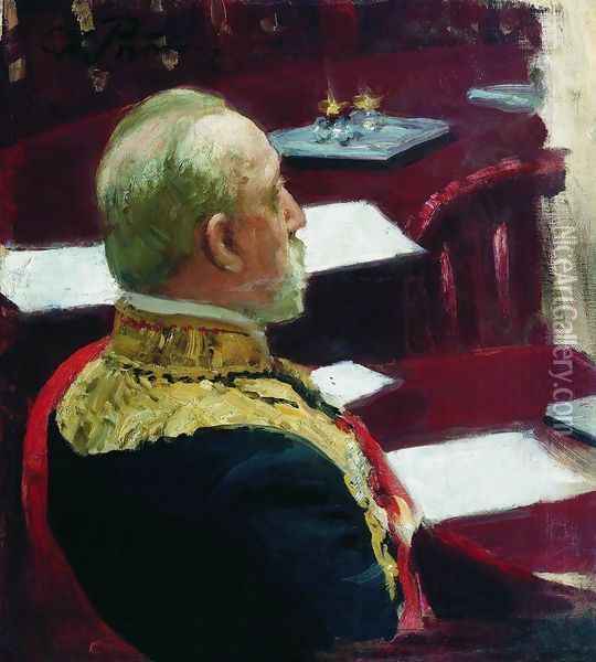 Portrait of Secretary of State, general and member of State Council Mikhail Nikolayevich Galkin-Vraskoi Oil Painting - Ilya Efimovich Efimovich Repin