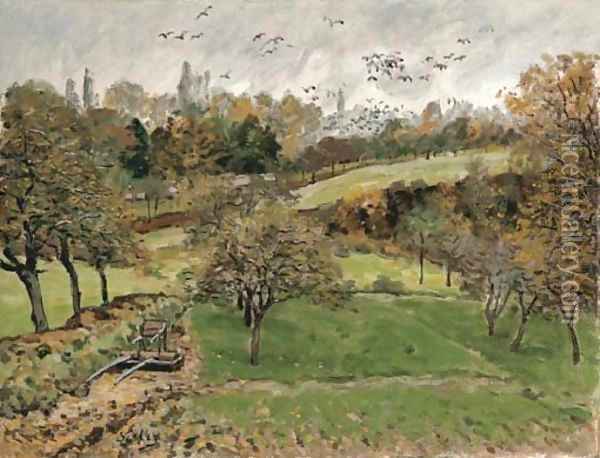 Paysage d'automne à Louveciennes Oil Painting - Alfred Sisley