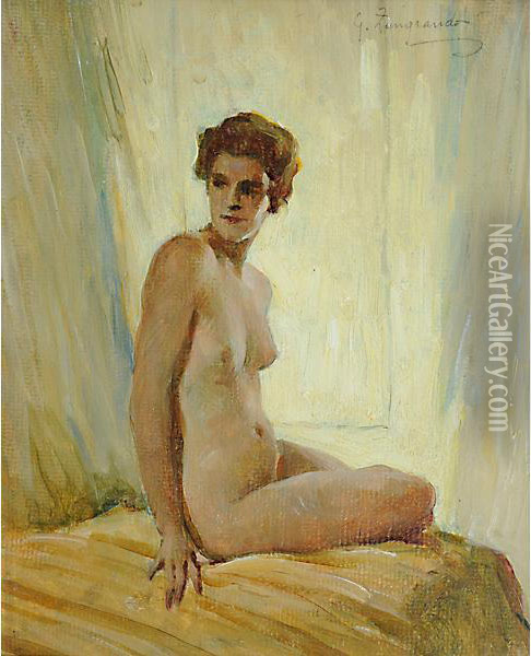 Modella Seduta Oil Painting - Giovanni Zangrando