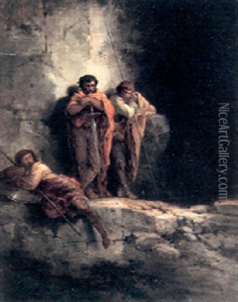 Roman Soldiers Defending A Fortress Oil Painting - Eugene Delacroix