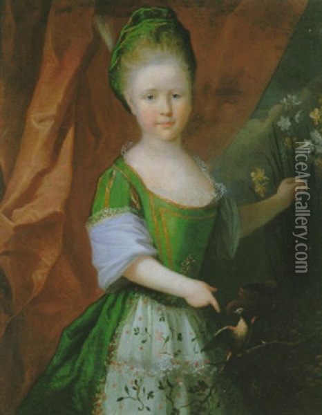 Portrait (blanche Albanel?) Oil Painting - Michel-Ange Houasse