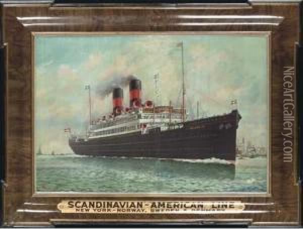 Scandinavian-american Line Frederik Viii Oil Painting - Ferdinand Worms