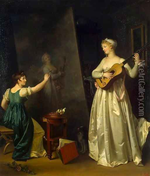 Artist Painting a Portrait of a Musician Oil Painting - Marguerite Gerard