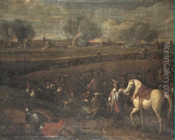 Louis Xiv Dans La Tranchee Au Siege De Tournai Oil Painting - Adam Frans van der Meulen