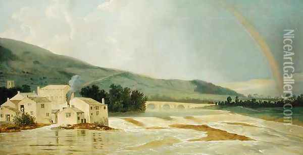 Otley Bridge on the River Wharfe Oil Painting - William Hodges