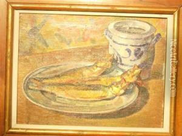 Nature Morte Aux Harengs. 1921 Oil Painting - Georges Darel