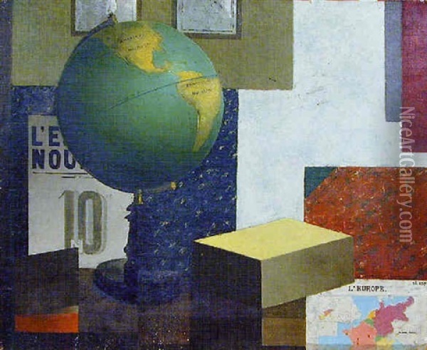 Composition Cubisante Au Globe Terrestre Oil Painting - Pierre Hode