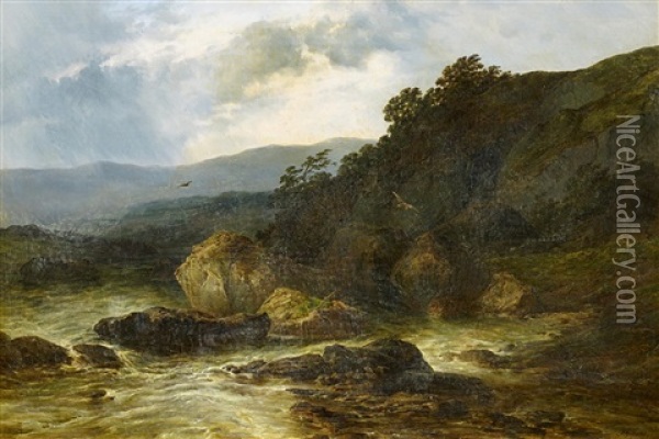 Wildwasser In Den Vogesen Oil Painting - Josefus Gerardus Hans