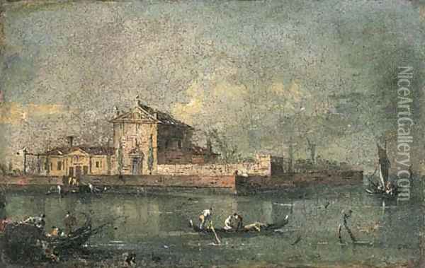 The Isola della Beata Vergine del Rosario, Venice Oil Painting - Francesco Guardi