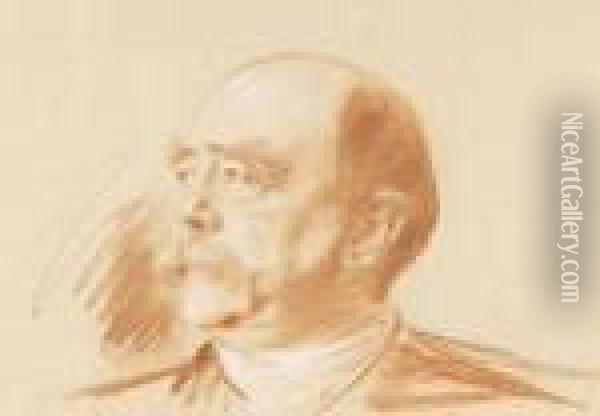 Portrat Furst Bismarck Im Dreiviertelprofil Oil Painting - Franz von Lenbach
