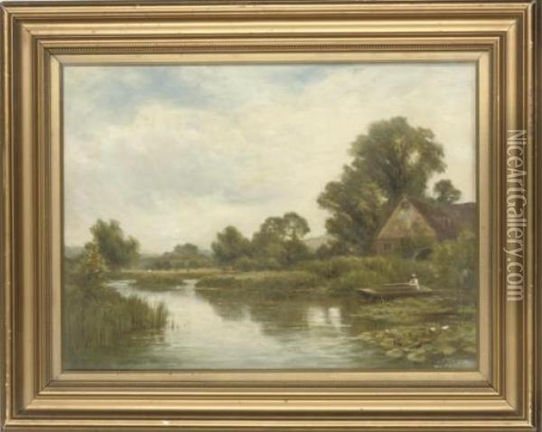 Fishing On The River Oil Painting - H. East