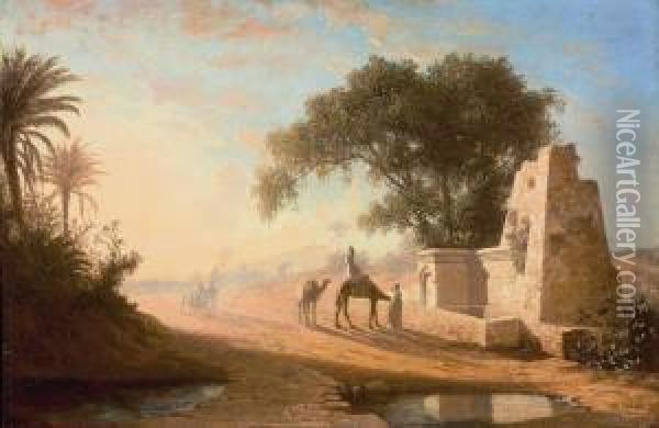 A Fountain In The Desert Oil Painting - Charles Theodore Frere