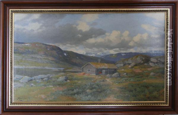 Norskt Fjallmotiv Oil Painting - Reinhard Arnesen
