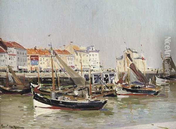Bassin Des Pecheurs, Ostend Oil Painting - Paul Mathieu
