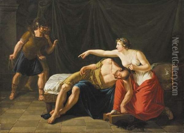 Samson Et Dalila. Oil Painting - Jean-Francois Amand