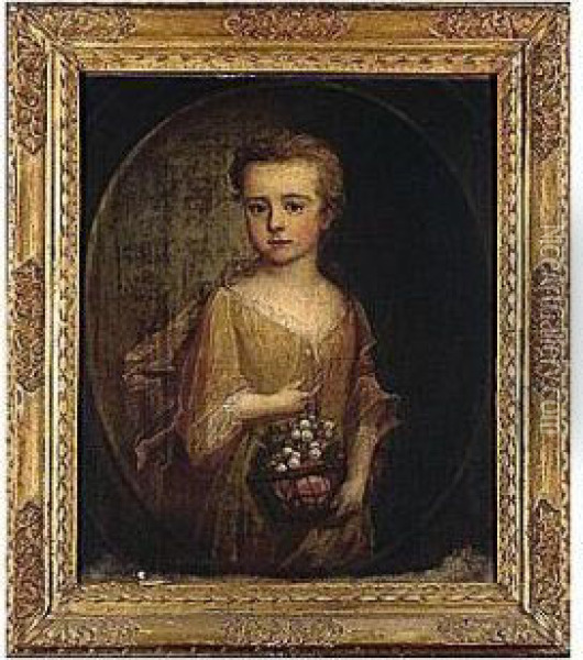 -, Portrait Of A Young Girl With Fruit Oil Painting - Sir Godfrey Kneller