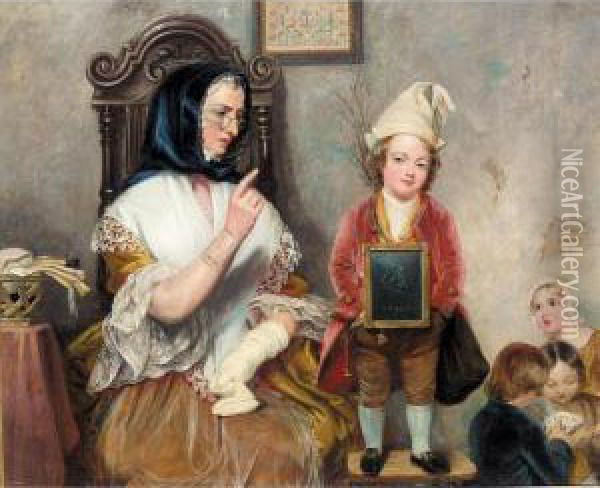 Hogarth's First Sketch Oil Painting - Robert William Buss