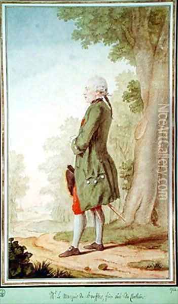 Charles Marc Jean 1736-85 Marquis de Boufflers and Frand Bailli de Beauvais 1764 Oil Painting - Louis Carrogis Carmontelle