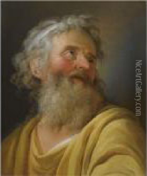Head Of An Old Man, Possibly A Prophet Oil Painting - Joseph-Marie Vien