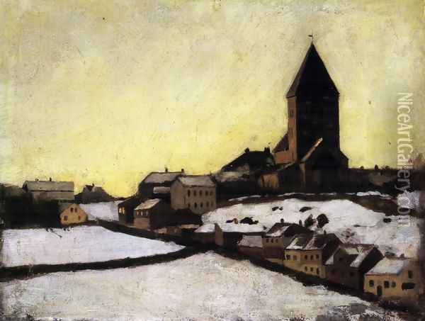 Old Aker Church Oil Painting - Edvard Munch