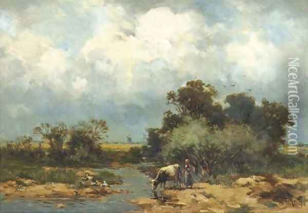 Opkomende bui bij Middelaar Oil Painting - Willem Cornelis Rip