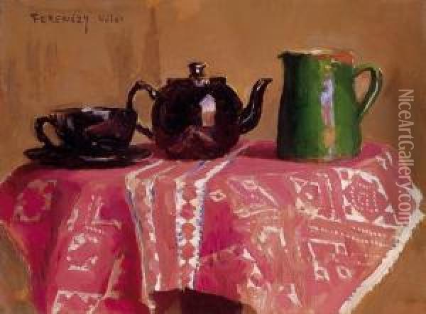 Still Life On A Table Oil Painting - Valer Ferenczy