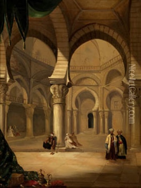 Interior De Mezquita Oil Painting - Jose De Brugada Vila