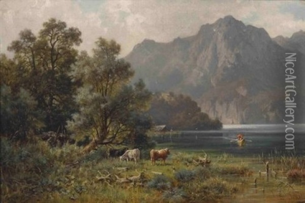 Am Ufer Des Kochelsees Oil Painting - Ludwig Sckell