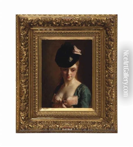 Portrait De Jane Parisienne Oil Painting - Gustave Jean Jacquet