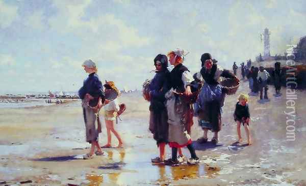 Oyster Gatherers Of Cancale Oil Painting - John Singer Sargent