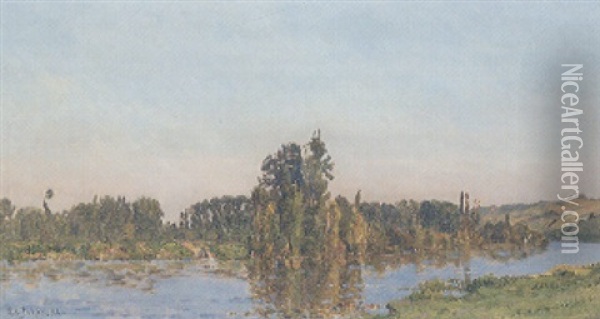 On The Riverbank Oil Painting - Hippolyte Camille Delpy