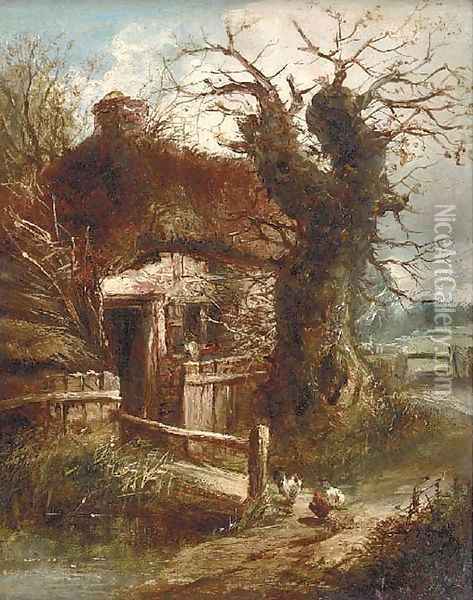 A cottage by a stream Oil Painting - Charles Morris