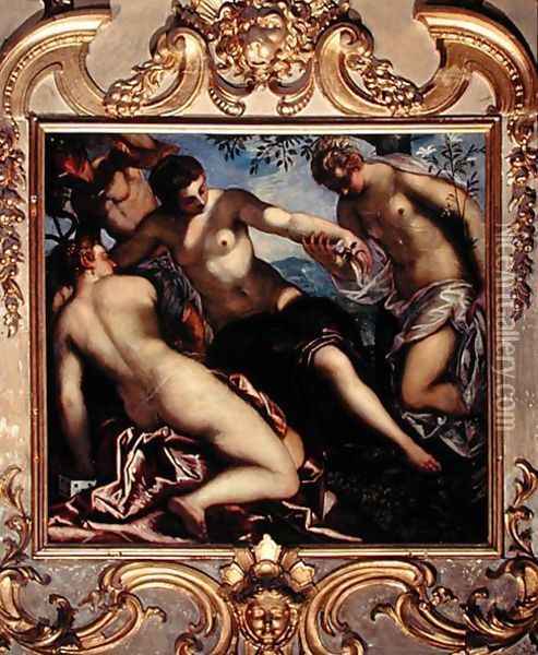 Mercury and the Three Graces, 1578 Oil Painting - Jacopo Tintoretto (Robusti)