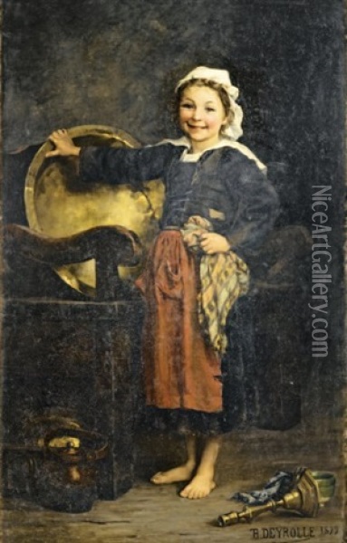 L'ecureuse Satisfaite Oil Painting - Theophile-Louis Deyrolle