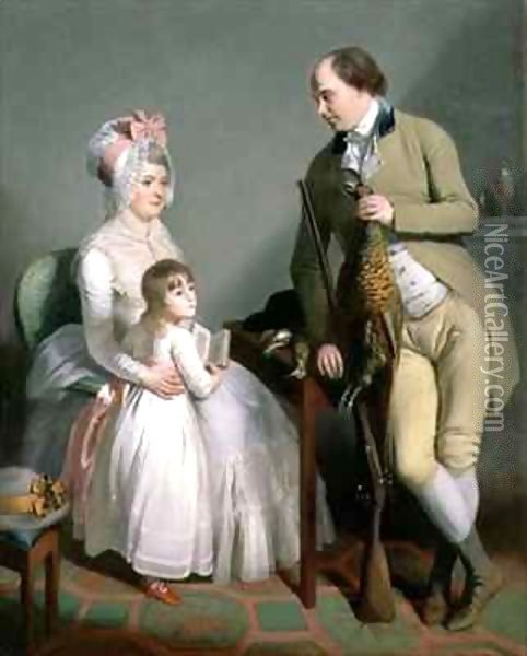 Mr and Mrs Custance of Norwich and their Daughter Frances Oil Painting - Sir William Beechey
