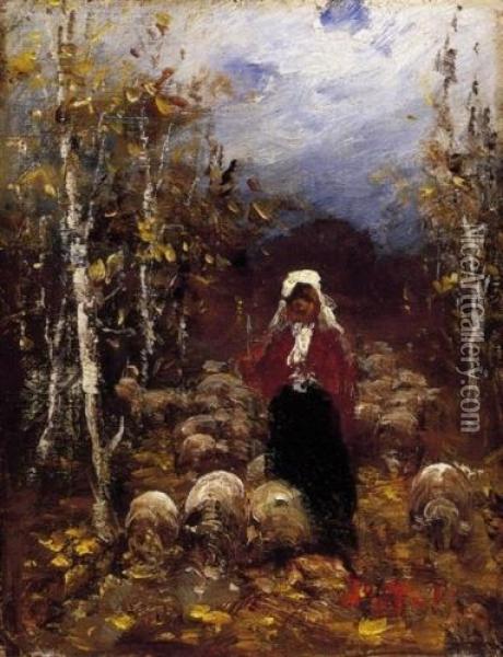 Among Birch Trees Oil Painting - Laszlo Pataky Von Sospatak