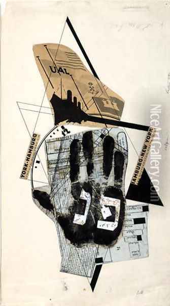 'Sihfs Karta' (Boat Ticket) an illustration from 'Six Stories with Easy Endings' 1922 Oil Painting - Eliezer Markowich Lissitzky