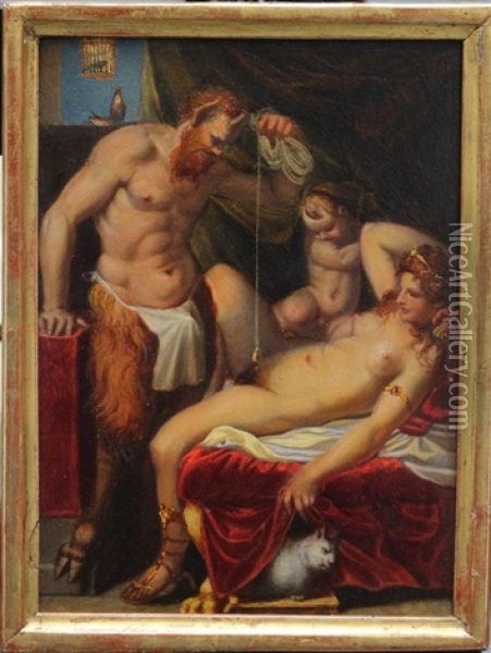 Satiro Muratore Oil Painting - Agostino Carracci
