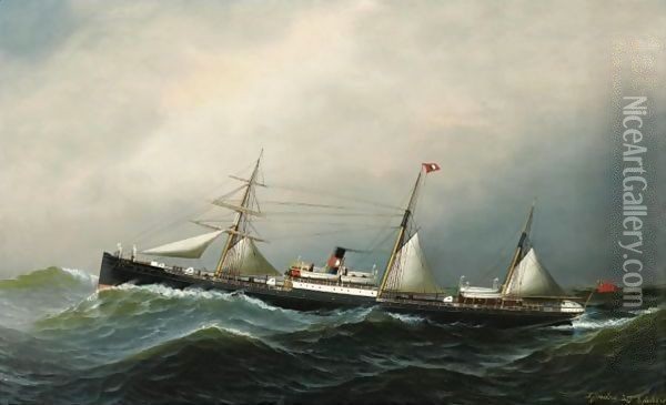 The Devon At Sea Oil Painting - Antonio Jacobsen