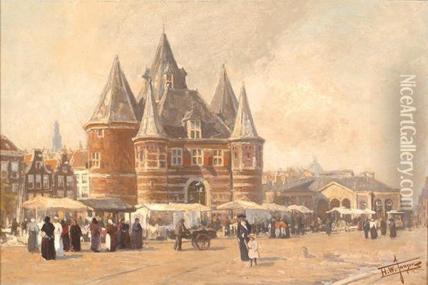 A View Of The Nieuwmarkt Oil Painting - Hendrik Willebrord Jansen