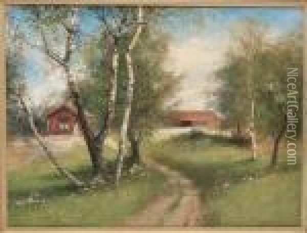 Sommarlandskap Med Bjorkar Oil Painting - Severin Nilson