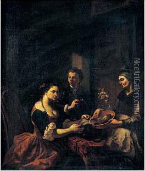 La Marchande De Poissons Oil Painting - Pietro Domenico Oliviero