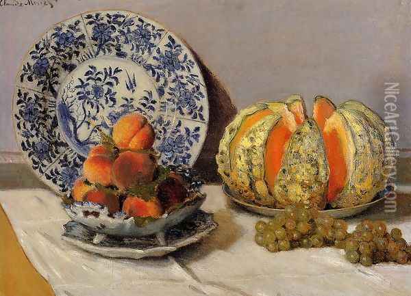 Still Life With Melon Oil Painting - Claude Oscar Monet
