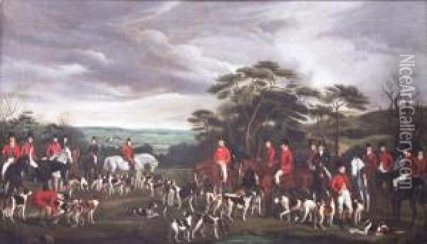 Sir Richard Sutton With The Quorn Hounds Oil Painting - Sir Francis Grant